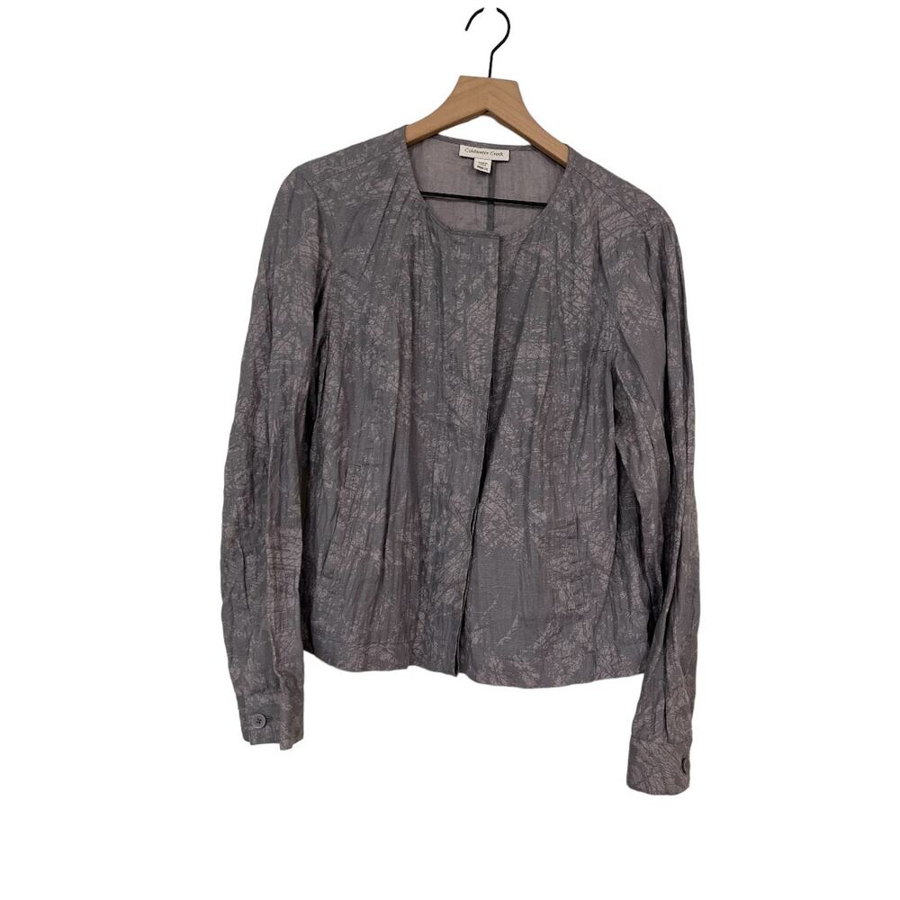 Coldwater Creek Womens 100% Linen Long Sleeve Floral Jacket Blazer Size Medium